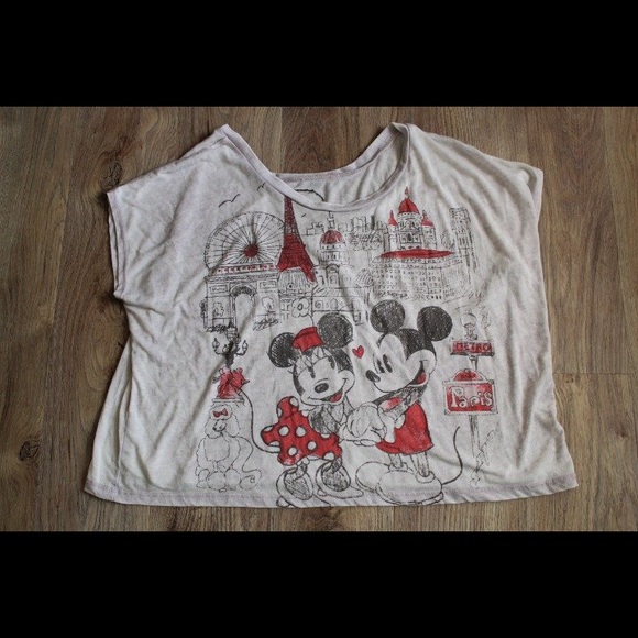 Disney Tops - Mickey & Minnie in Paris-Women’s Crop Top-Size M